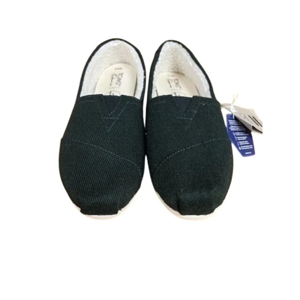 235.TOMS Women's Alpargata Loafer Green Depreve Heavy Twill Faux Shearling  8.5